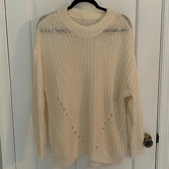 American Eagle Outfitters Sweaters - American Eagle Crochet Oversized Sweater Cream